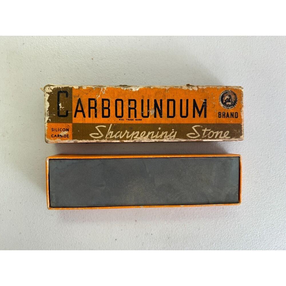 Vintage Carborundum Brand Silicon Carbide Sharpening Stone in Original Box